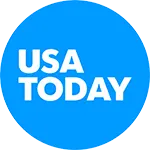 USA Today logo featuring white text on a blue circular background with a transparent backdrop.