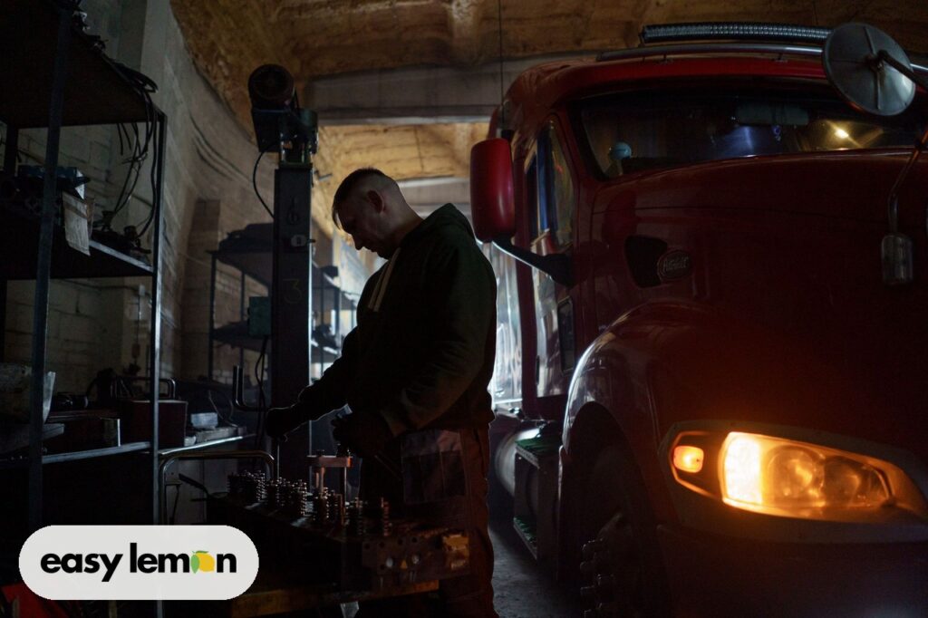 Mechanic repairing a truck to fix common problems with Ford F150