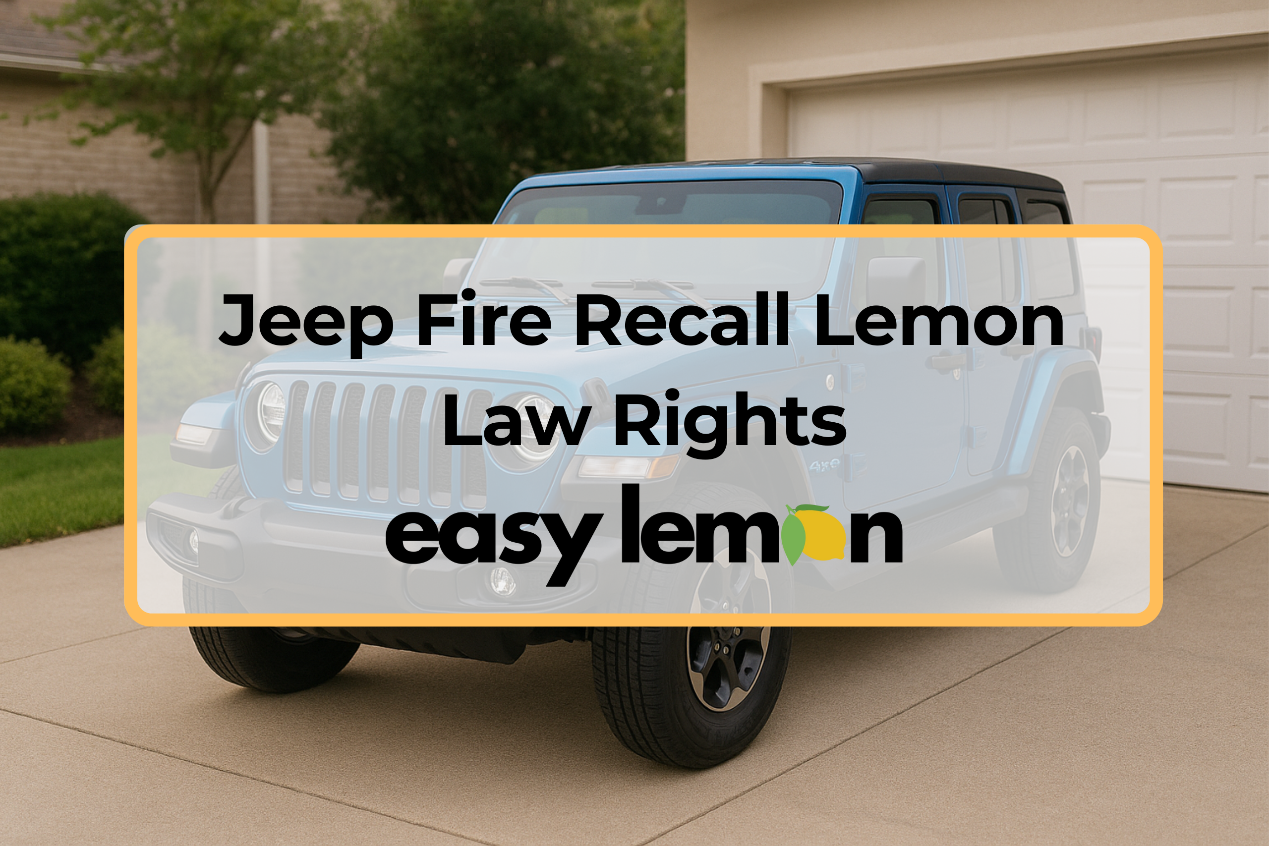 Blue Jeep Wrangler 4xe parked in a driveway illustrating Understanding Your Jeep Fire Recall Lemon Law Rights and the importance of safety recall awareness.