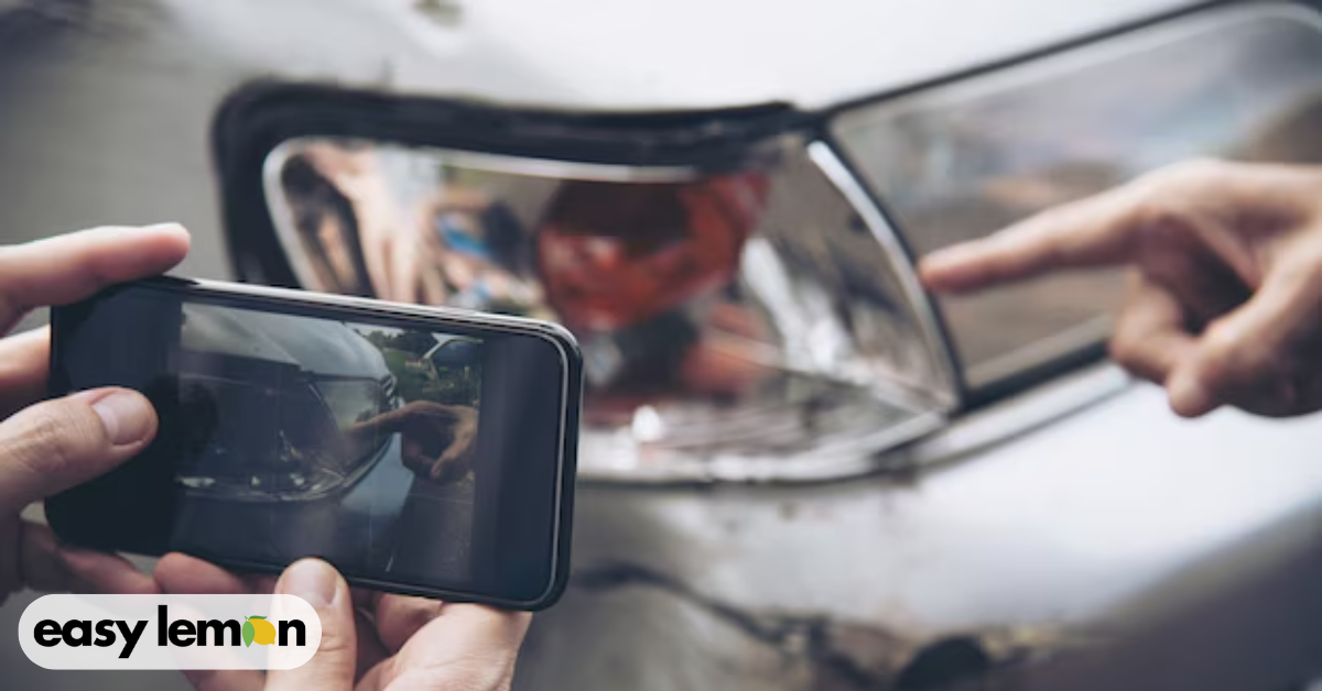 Comprador fotografía los daños de un coche usado para documentar su reclamación