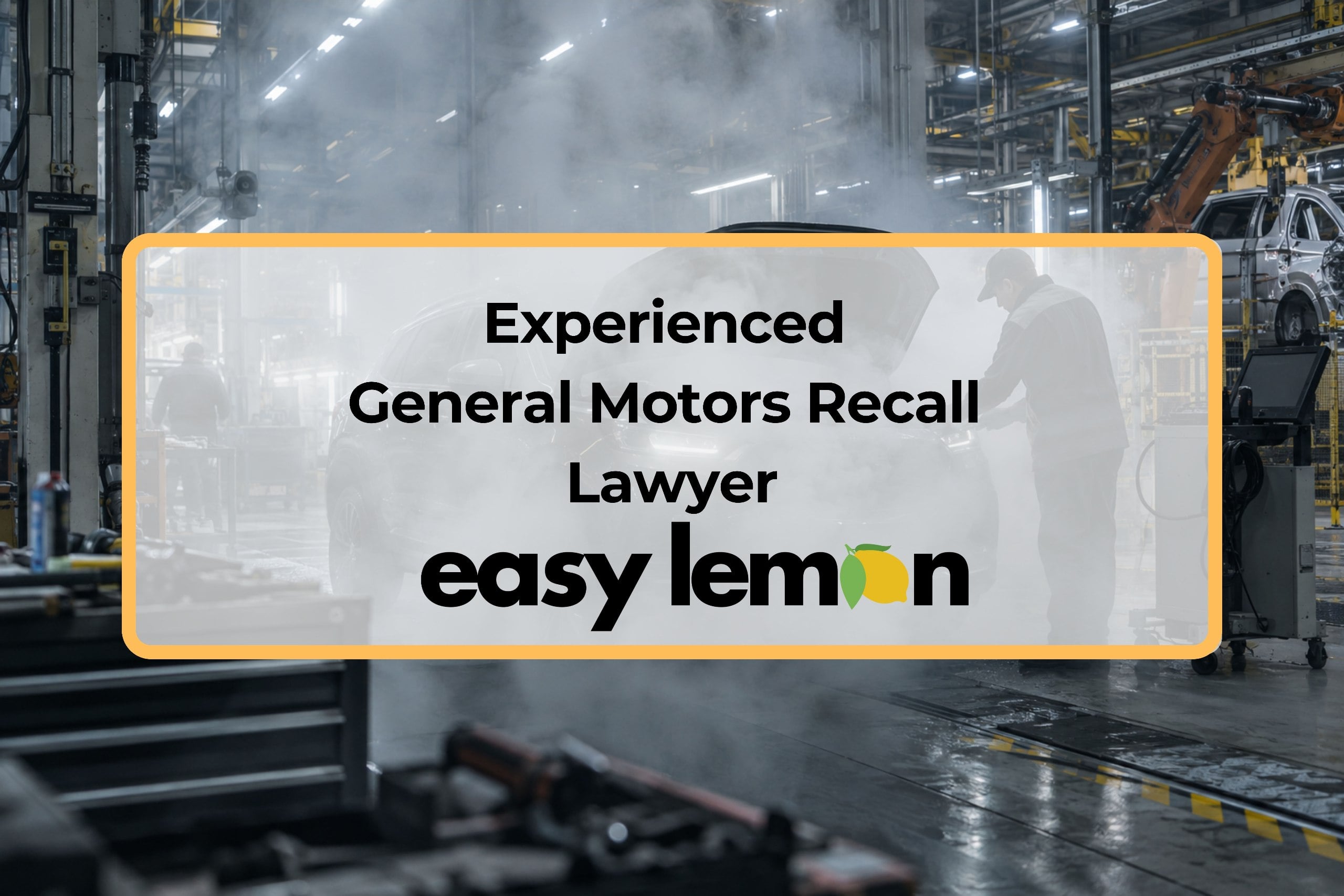 Experienced General Motors recall lawyer inspecting a GM vehicle on a factory assembly line, representing Easy Lemon's lemon law help for defective GM cars.