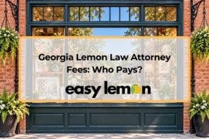 Easy Lemon title card on Georgia lemon law attorney fees over a brick storefront window with hanging ferns