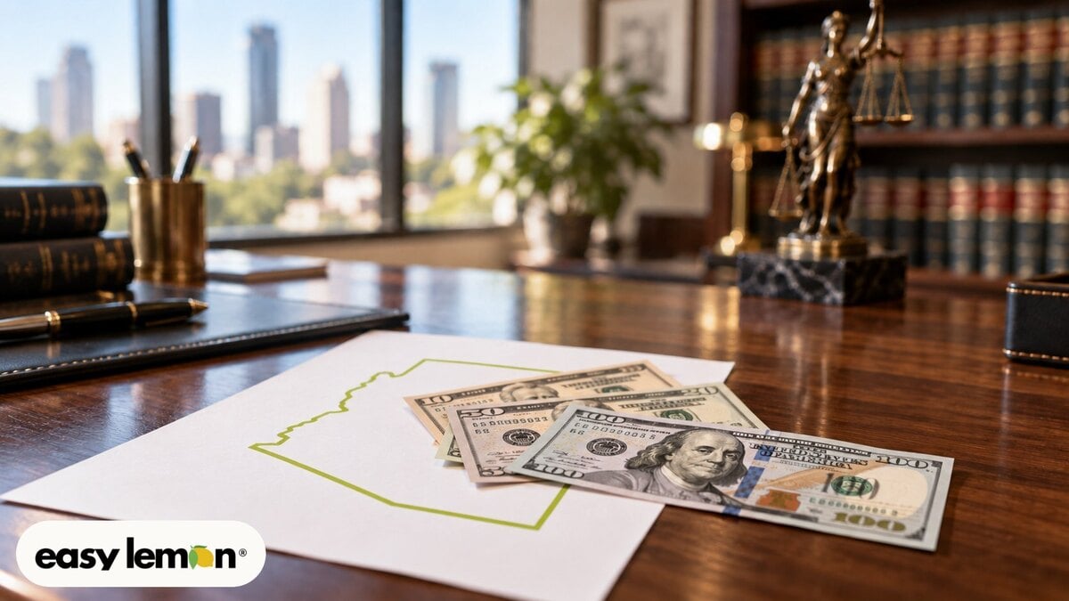 Cash beside an outline of Arizona on a desk, illustrating Arizona lemon law attorney fees