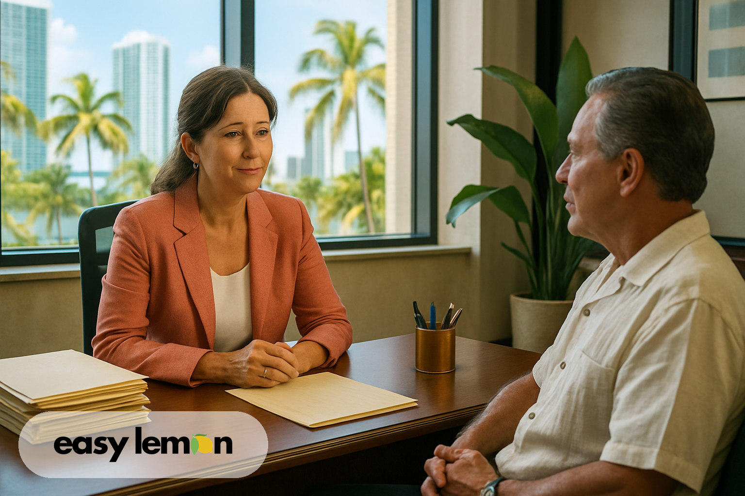 Florida lemon law attorney consulting with a client