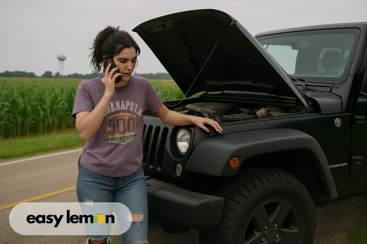 Indiana driver pulled over checking under the hood
