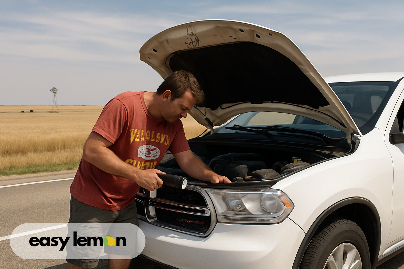 Kansas driver pulled over checking under the hood