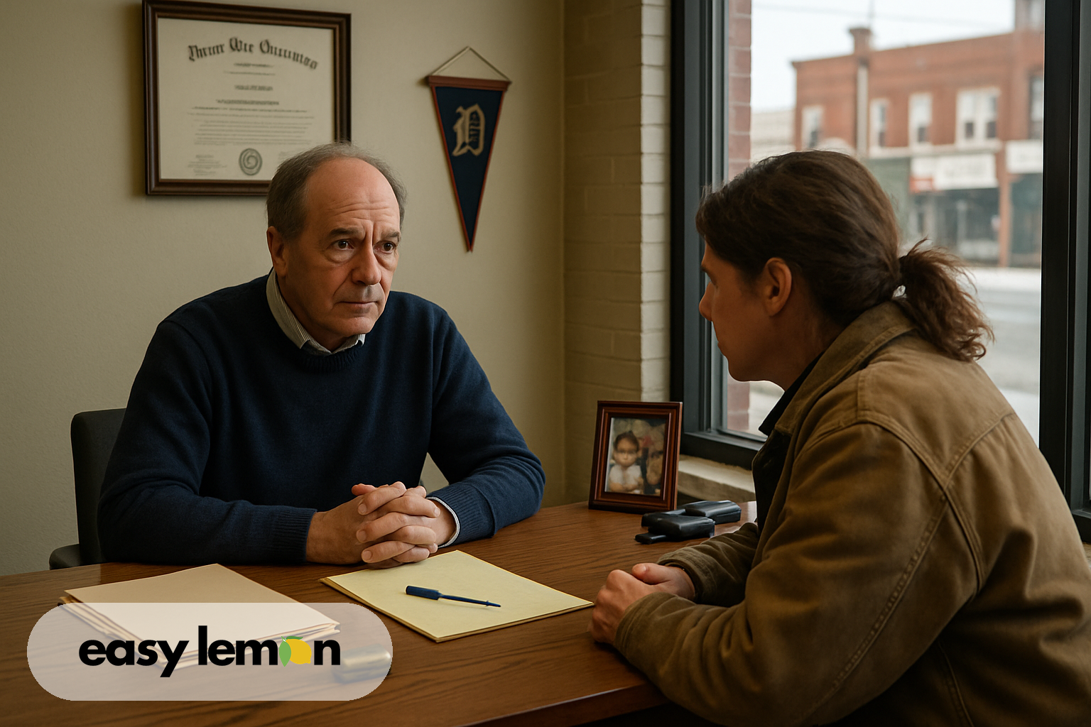 Michigan lemon law attorney consulting with a client