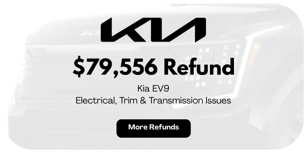 Kia EV9 lemon law refund preview: $79,556 for electrical, trim and transmission issues.