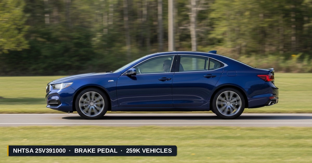2021-2025 Acura TLX — NHTSA recall 25V391000: Defecto del Pedal de Freno afectando 259K vehículos