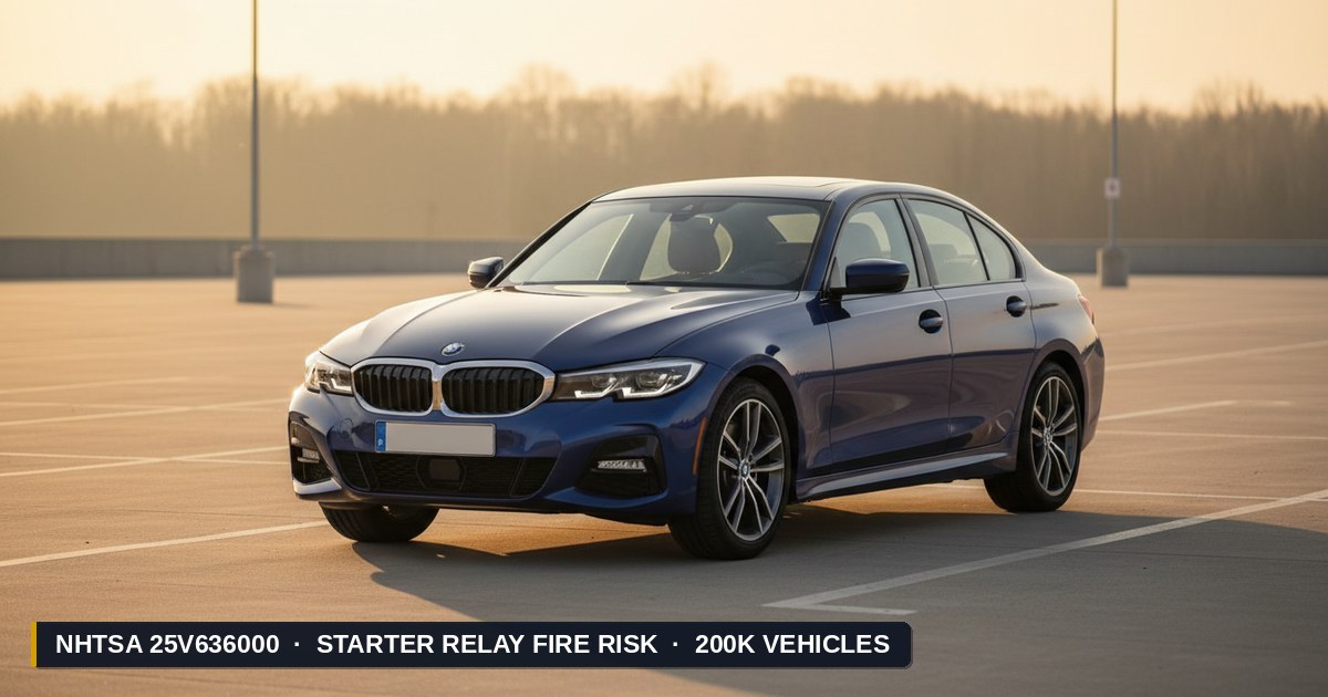2019-2022 BMW 330i — NHTSA recall 25V636000: Riesgo de Incendio en Relé de Arranque afectando 200K vehículos