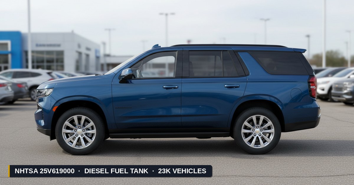 2021-2024 Chevrolet Tahoe — NHTSA recall 25V619000: Defecto de Tanque de Combustible Diésel afectando 23K vehículos