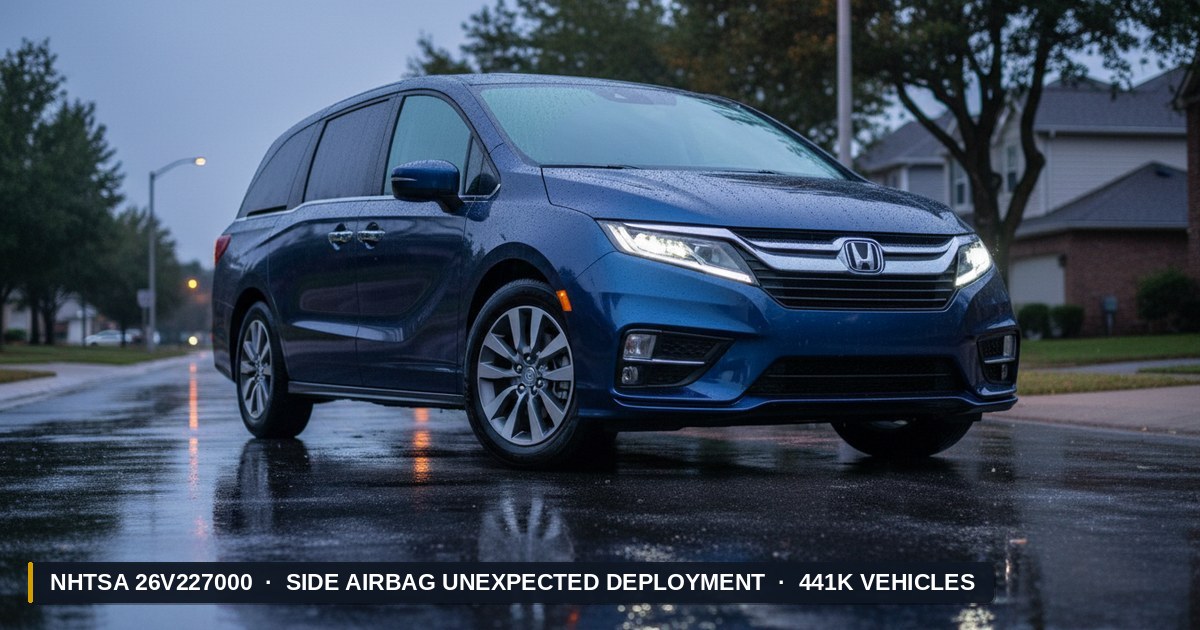 2018-2022 Honda Odyssey — NHTSA recall 26V227000: Despliegue Inesperado de Bolsa de Aire Lateral afectando 441K vehículos