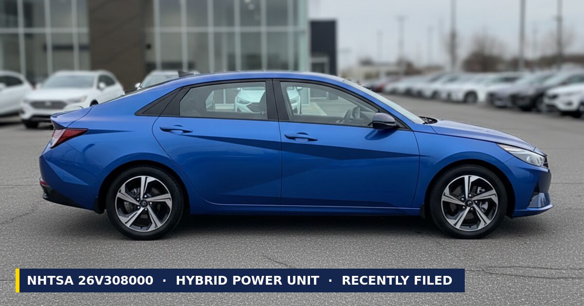 2026 Hyundai Elantra Hybrid — NHTSA recall 26V308000: Hybrid Power Control Unit Defect, recently filed