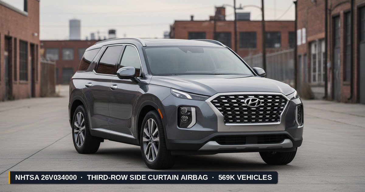 2020-2025 Hyundai Palisade — NHTSA recall 26V034000: Defecto de Bolsa de Aire Lateral de Tercera Fila afectando 569K vehículos