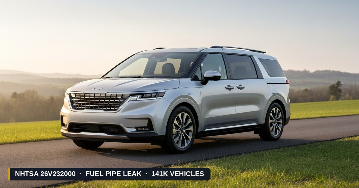 2022-2026 Kia Carnival — NHTSA recall 26V232000: Defecto de Fuga en Tubería de Combustible afectando 141K vehículos