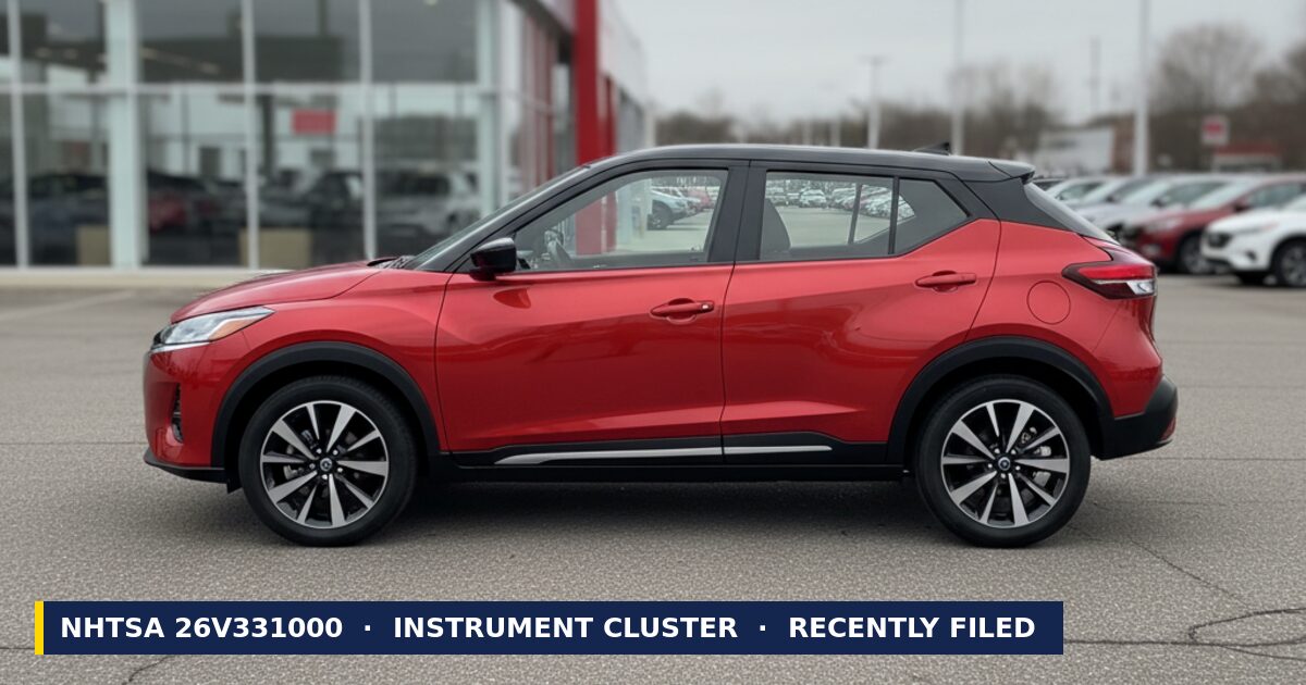 2026 Nissan Kicks — NHTSA recall 26V331000: Instrument Cluster Defect, recently filed