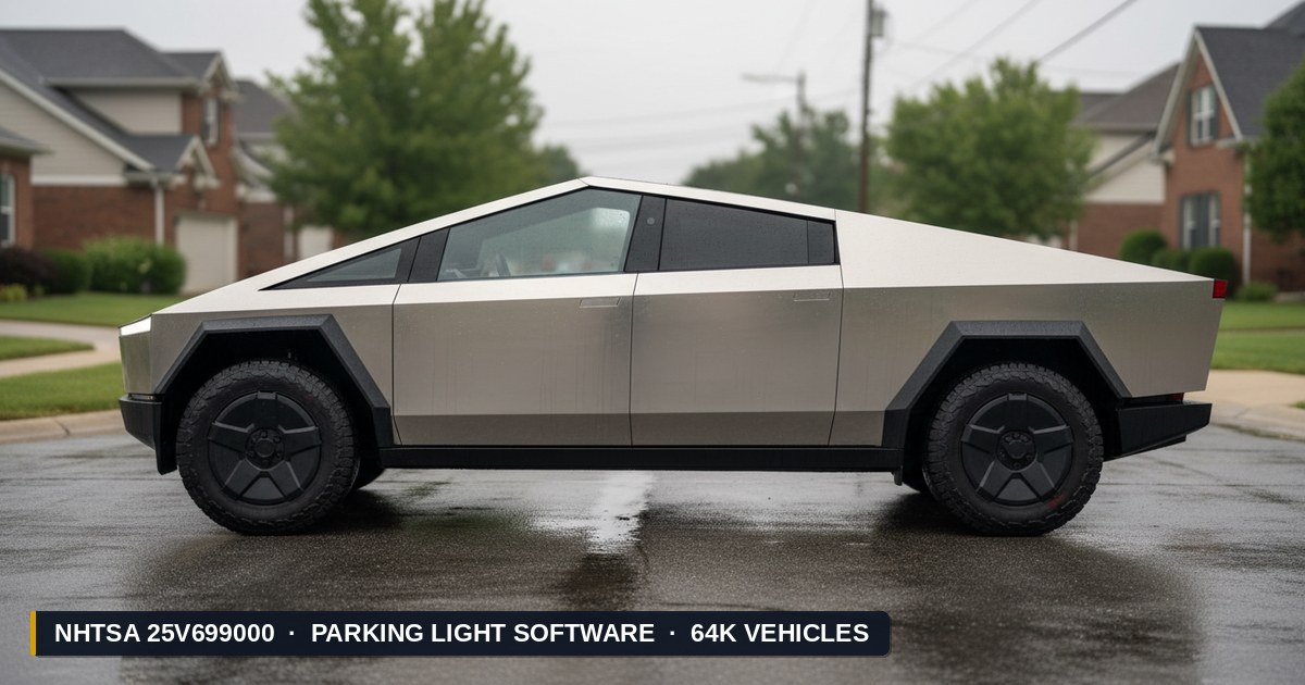 2024-2026 Tesla Cybertruck — NHTSA recall 25V699000: Defecto de Software de Luz de Estacionamiento afectando 64K vehículos