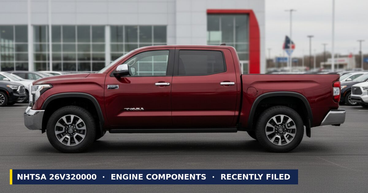2026 Toyota Tundra — NHTSA recall 26V320000: Engine Internal Component Defect, recently filed