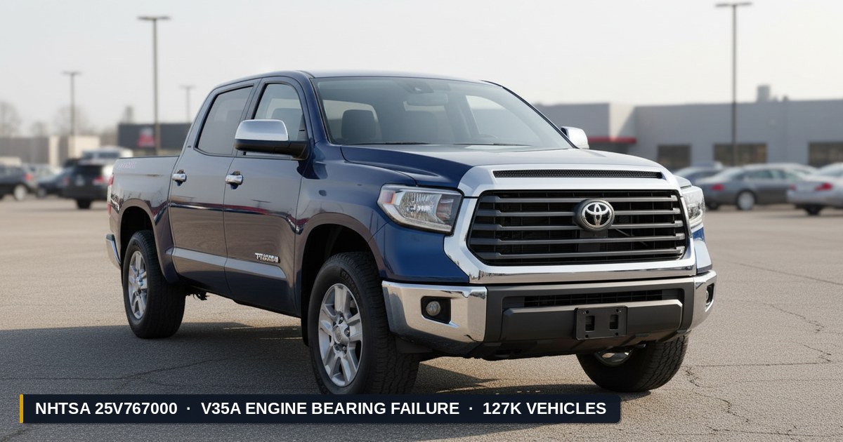 2022-2024 Toyota Tundra — NHTSA recall 25V767000: Falla de Cojinete del Motor V35A afectando 127K vehículos