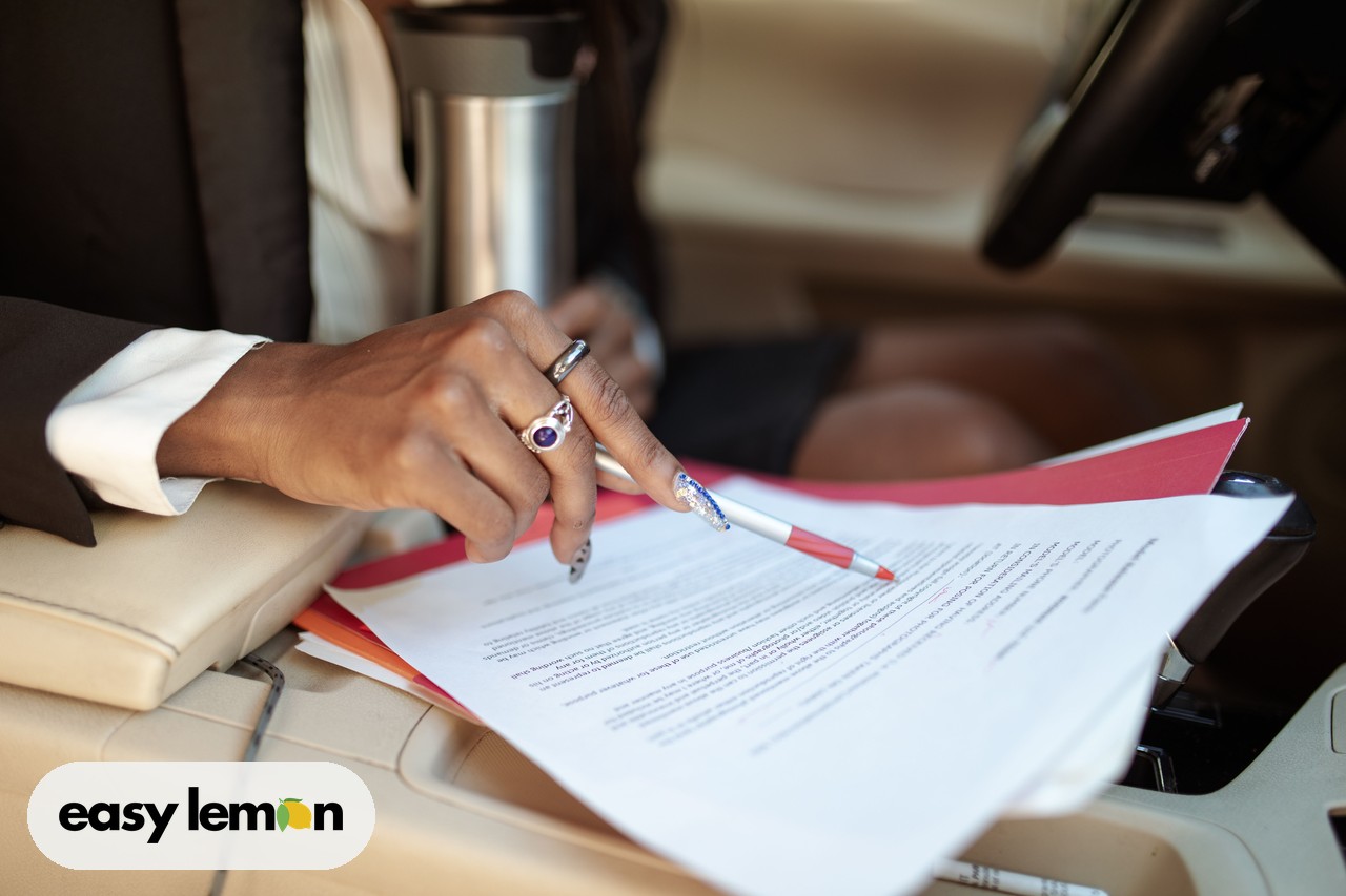 Vehicle owner reviewing recall notice and repair paperwork